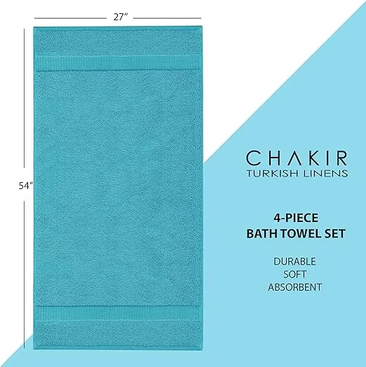 Chakir Turkish Linens | Hotel & Spa Quality 100% Cotton Premium Turkish Towels | Soft & Absorbent (4-Piece Bath Towels, Black)