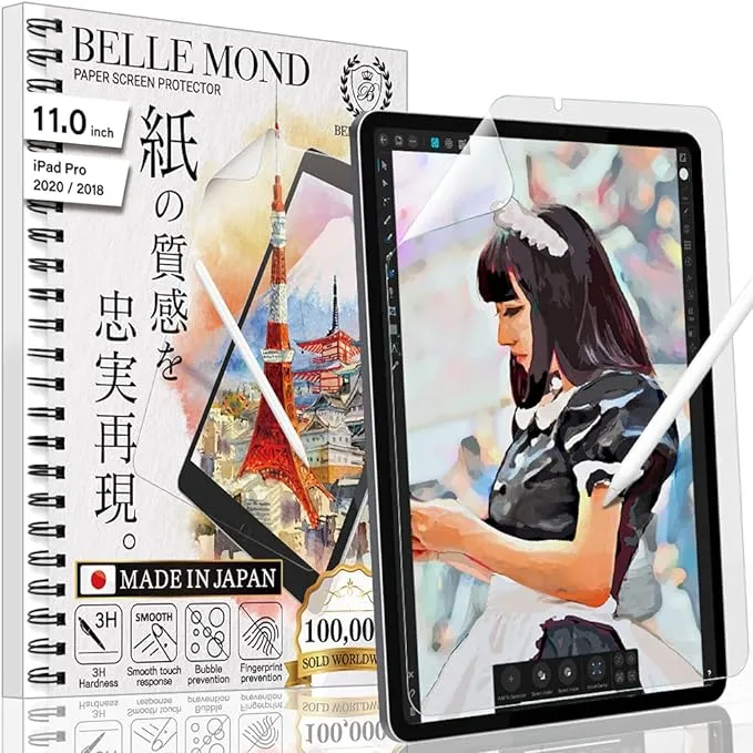 BELLEMOND - 2 Set - The Original Made in Japan Paper Screen Protector for iPad Pro 11" 4th / 3rd / 2nd / 1st Generation (2022/21/20/18) - Matte