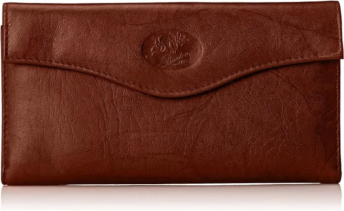 Buxton Heiress Floral Organizer Leather Clutch Wallet - Mahogany