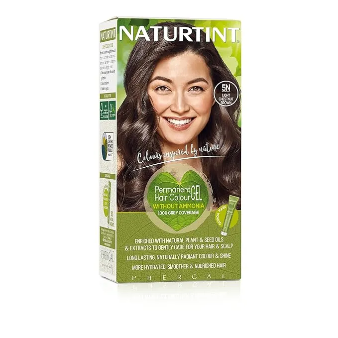 Naturtint Permanent Hair Color 5N Light Chestnut Brown (Pack of 1), Ammonia Free, Vegan, Cruelty Free, up to 100% Gray Coverage, Long Lasting Results