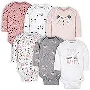 Gerber 6-Pack Baby Girls Bear Long Sleeve Onesies Bodysuits - Newborn