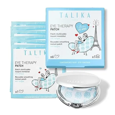 Talika Eye Therapy Patch - Instant Smoothing Eye Patches - Mask For Dark Circles & Tired Eyes - 6 Pairs Reusable & Travel Case