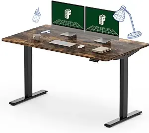 FLEXISPOT EN2 Electric Standing Desk 55x28 Black Frame Rustic Brown