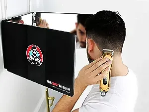 The 360 Mirror - 3 Way Mirror for Self Hair Cutting - Adjustable Trifold Barber 