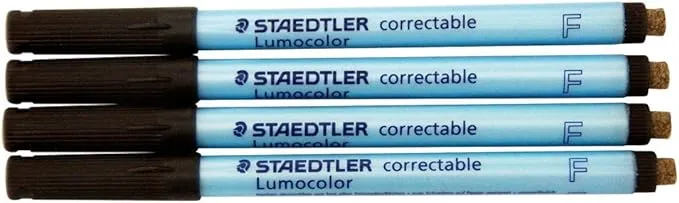 Lumocolor Correctable Pen Fine Point Black Set of Four