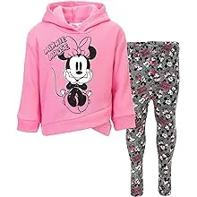 Disney Minnie Mouse Little Girls Crossover Fleece Hoodie and Leggings Outfit Set Pink Glitter 7-8Disney Minnie Mouse Little Girls Crossover Fleece Hoodi…