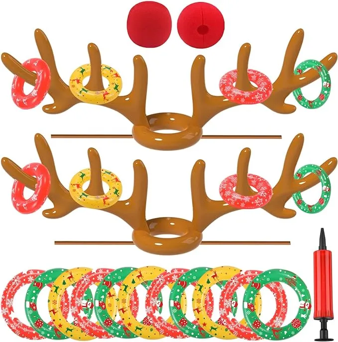 Inflatable Reindeer Antler Ring Toss Game, 2024 Christmas Games Ring Toss for Christmas Party Games, Patented