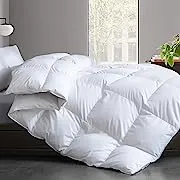 Cosybay Feather Comforter Filled with Feather & Down Queen Size - All Season White Duvet Insert- Luxurious Hotel Bedding Comforters with 100% Cotton Cover - Queen 90 x 90 Inch