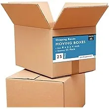 8 x 6 x 4 Cardboard Moving Boxes - Small Shipping Boxes 25 Pack for Moving Corrugated Box Mailers