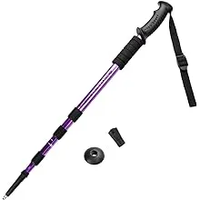 Trekking Pole & Walking Staff | Strong, Lightweight Aluminum | Extends up to 53" Collapses Down to 23" | All-Terrain: Interchangeable Carbonite Ice Pick Tip, Rubber Asphalt Tip, and Snow Cap