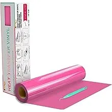 HTVRONT HTV Vinyl Rolls Heat Transfer Vinyl - 12" x 20ft Pink HTV Vinyl for Shirts, Iron on Vinyl for All Cutter Machine - Easy to Cut & Weed for Heat Vinyl Design (Pink)HTVRONT HTV Vinyl Rolls Heat Transfer Vinyl - 12" x 20ft Pink HTV Vinyl for Shirts, 