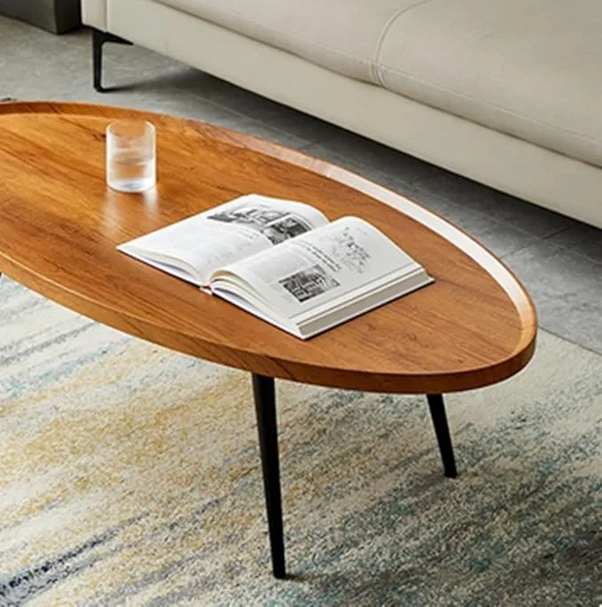 Wooden Oval Coffee Table Rustic Coffee Table Mid-Century Modern Oval Sofa Tab...