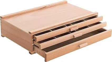 6 Drawer Beechwood Artist Storage Supply Tool Box - 7 Elements