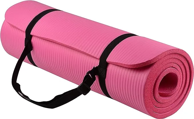 Everyday Essentials 1/2-Inch Extra Thick High Density Anti-Tear Exercise Yoga Mat with Carrying Strap, Blue (AP6BL)