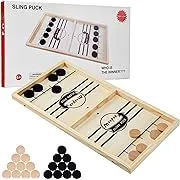 Fast Sling Puck Spiel, Holz-Hockey-Spiel, Desktop-Kampf, 2-in-1 Super-Tischgewinner-Spiel, Erwachsene und Kinder, Familie, Freunde, lustiges Schleuderspiel, Spielzeug. Kicker-Brettspiel (groß)