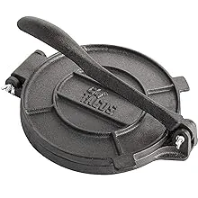 Authentic Cast Iron Tortilla Press, 8-Inch, Roti Maker Pre-seasoned Corn or F...