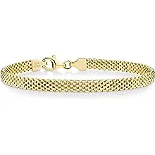 Miabella 18K Gold Over Sterling Silver Italian 5mm Mesh Link Chain Bracelet for Women, 925 Made in Italy