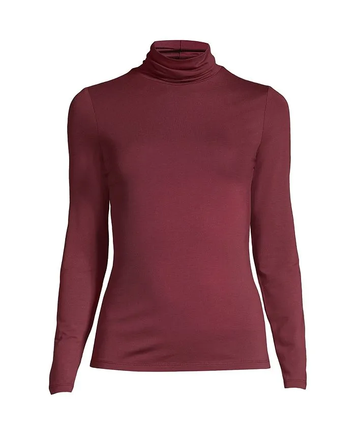 Lands' End Women's Petite Lightweight Jersey Skimming Long Sleeve Turtleneck