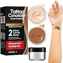 Glossiva Tattoo Cover Up Makeup Waterproof Concealer for Dark Spots, Scars, Vitiligo, and More 2x30ml Use On Body, F