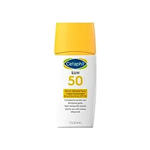 Cetaphil Sheer 100% Mineral Liquid Sunscreen for Face With Zinc Oxide Broad Spectrum SPF 50 Formulated for Sensitive Skin, Unscented, 1.7 Fl Oz