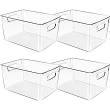 Clear Plastic Storage Bins, Perfect for Kitchen or Pantry Organization and Storage, Fridge Organizer Bins, Pantry Organization and Storage Bins, Cabinet Organizers