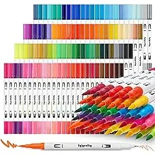 Markers for Coloring Book Adults Relaxation, Dual Tip Brush Pens with 100 Watercolor Fine Tip Markers and Brush Pens for Kids Coloring