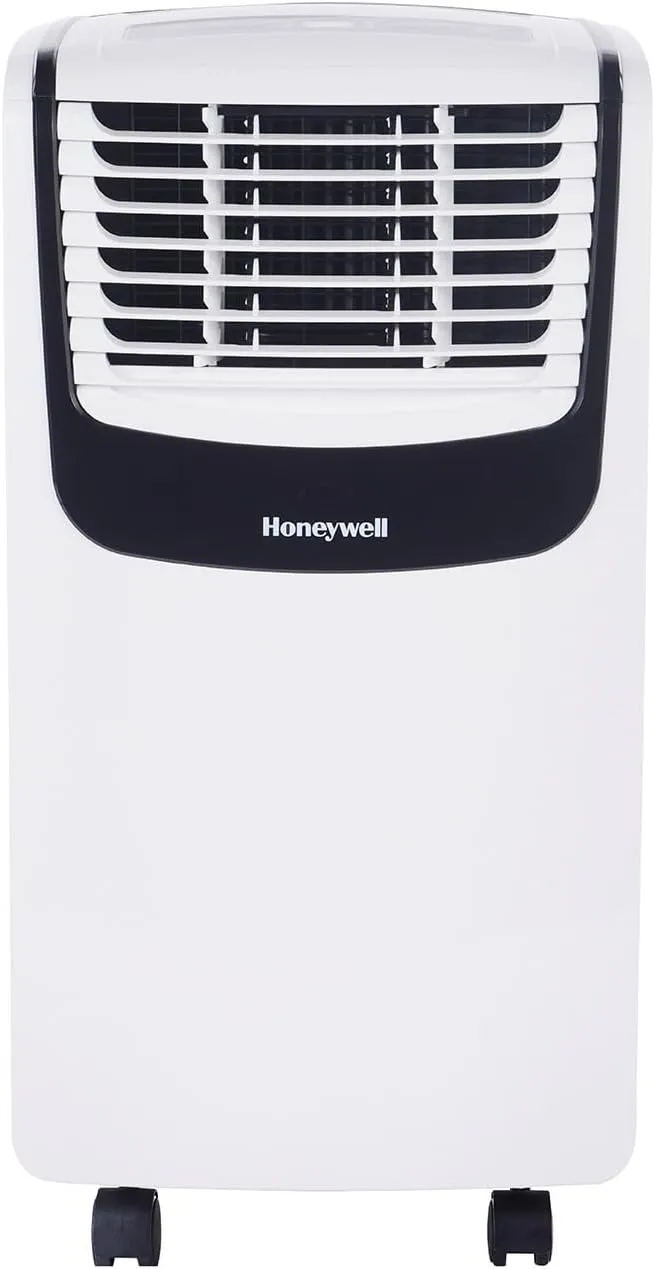 Honeywell 9,000 BTU Portable Air Conditioner for Bedroom, Living Room, Apartment, 115V, Cools Rooms Up to 400 Sq. Ft. with Dehumidifier & Fan, 24-hour Timer, Remote, White/Black