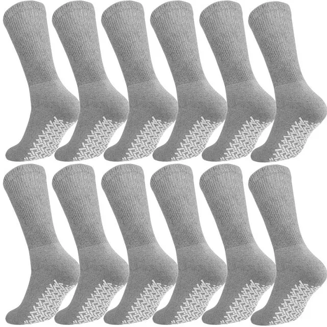 RATIVE Anti Slip Non Skid Ankle and Crew Socks with Grippers for Men Women