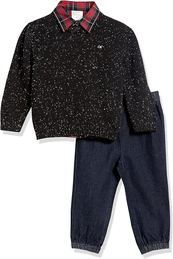 Calvin Klein boys 3-piece Sweater, Dress Shirt, and Pants Set