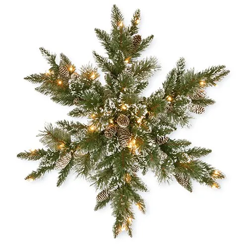 National Tree Company 32" Glittery Bristle Pine Snowflake with Battery Operated Warm White LED Lights