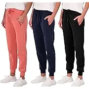 Real Essentials 3 Pack: Women's Ultra-Soft & Warm Fleece Joggers (Available in Plus Size)