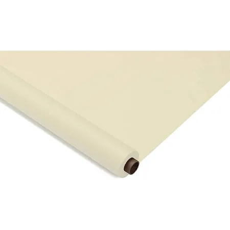 Exquisite Ivory Plastic Table Cover Roll 40" X 300' Table Cloth Plastic Cover Roll - Premium Quality Banquet Rolls - Disposable Tablecloth Rolls - Table Cloth Rectangle Table Rolls