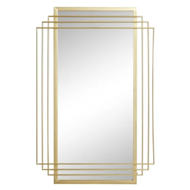 CosmoLiving by Cosmopolitan Metal Room Wall Mirror Geometric Entryway Mirror, Wall Mounted Mirror 24" x 2" x 36", Gold