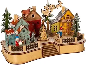 Kurt S. Adler Engineered Wood Kurt Adler 7.08-Inch Battery-Operated Musical LED Motion Village House, Multi