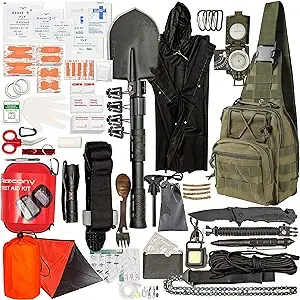 Emergency Survival &amp; First Aid Kit &amp; Tourniquet - 250 PCS Go Bugout Bag