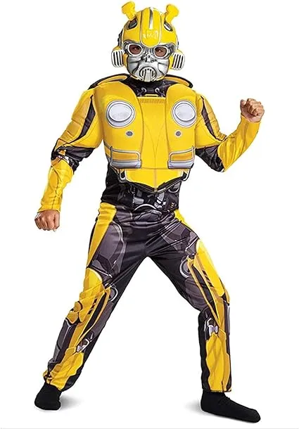 Disguise Transformers Bumblebee Costume for Kids. Official Licensed Autobot Yellow Volkswagen Bug Classic Muscle Costume Suit for Boys & Girls