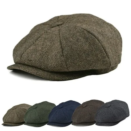 FEINION Men's Gatsby Wool Tweed Newsboy Ivy Cap