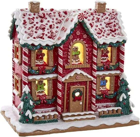 9.5" Battery-Operated Gingerbread LED House with Music Box
      
          9.5" Battery-Operated Gingerbread LED House with Music Box