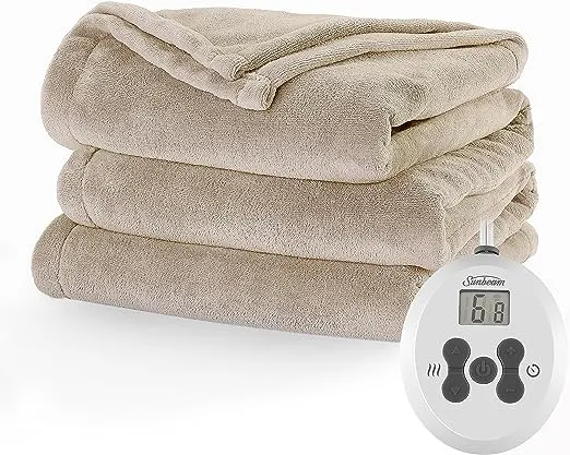 Sunbeam Microplush Heated Blanket, Twin, Mushroom, BSM9BTS-R772-16A00