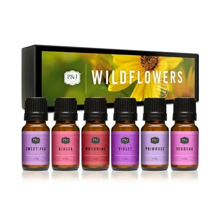 P&j Fragrance Oil | Wildflowers Set of 6 - Scented Oil for Soap Making, Diffusers, Candle Making, Lotions, Haircare, Slime, and Home Fragrance