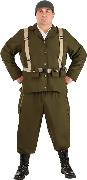 FUN Costumes Men's Plus Size Deluxe WW2 Soldier Costume