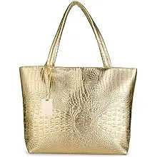 Womens Crocodile Large Tote A-silver