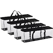 Stock Your Home DVD Storage Bags (Set of 4) Media Organizer Bag for DVDs, CDs, Blu Ray Disc, Movie Cases, VHS Box, Video Game Disks, Clear Plastic Holders with Carrying Handles and Zipper - Black