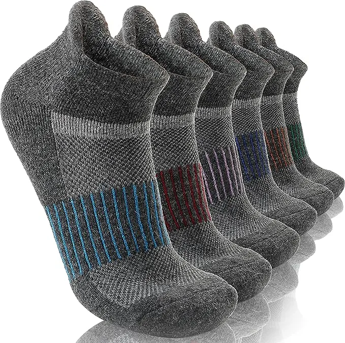 6 Pairs Merino Wool Ankle Running Hiking Socks Compression Support Breathable Thick Cushion No Show Socks for Women Men