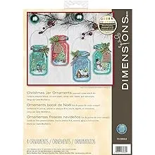 Dimensions 4 Christmas Jar Ornaments Counted Cross Stitch Kit, Multi-color, 1 Each