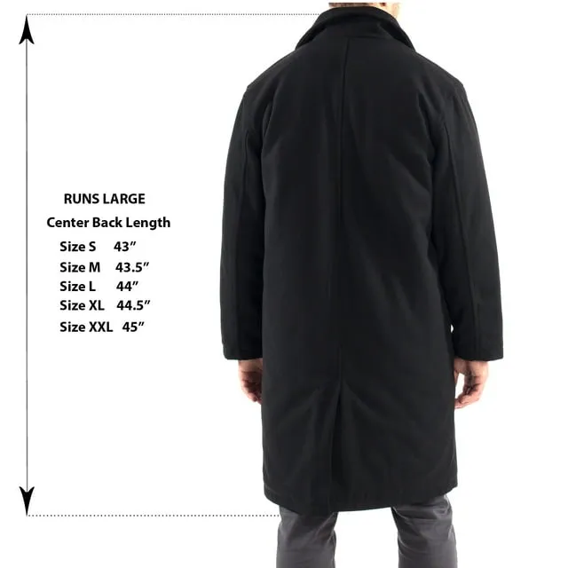 Alpine Swiss Zach Mens Wool Trench Coat Knee Length Overcoat Black Med