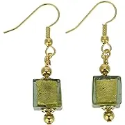 GlassOfVenice Murano Glass Antico Tesoro Cubes Earrings -Olive Green