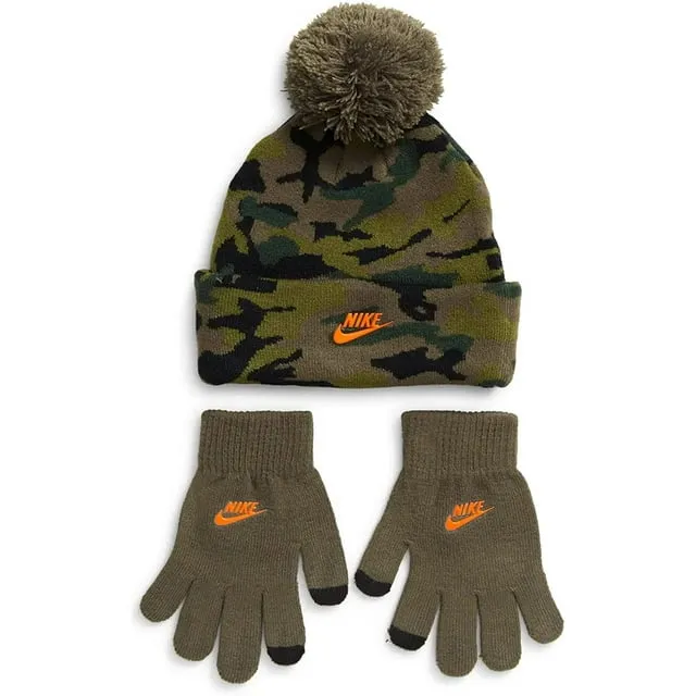 Nike Kids Pom Beanie and Gloves Two-Piece Set