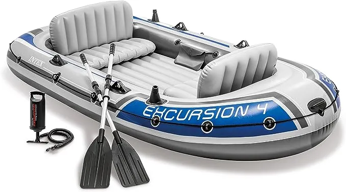 Excursion Inflatable Boat Includes Deluxe 54In Boat Oars and High-Output Pump