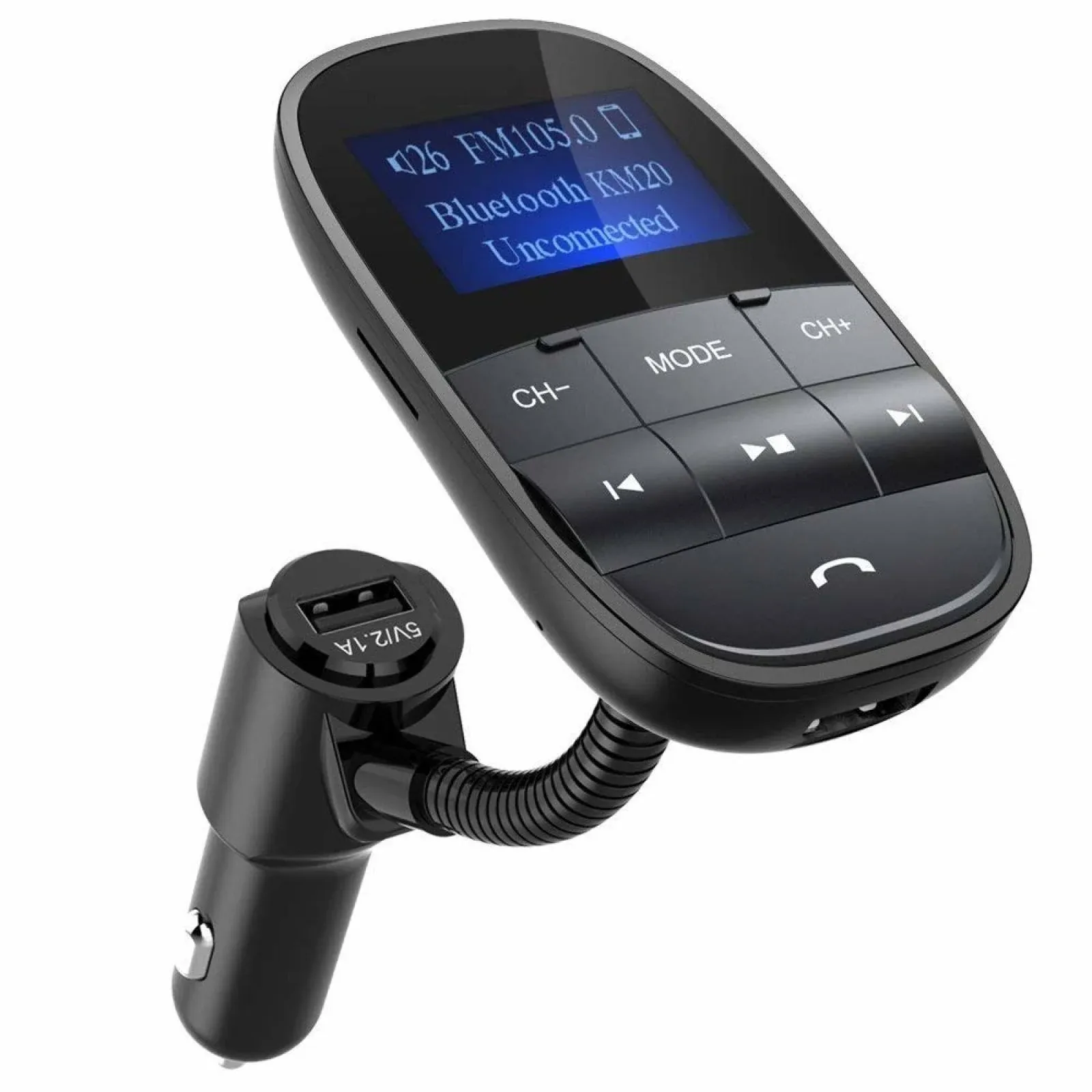 Nulaxy FM Bluetooth Transmitter for Car, Strong Microphone Black 